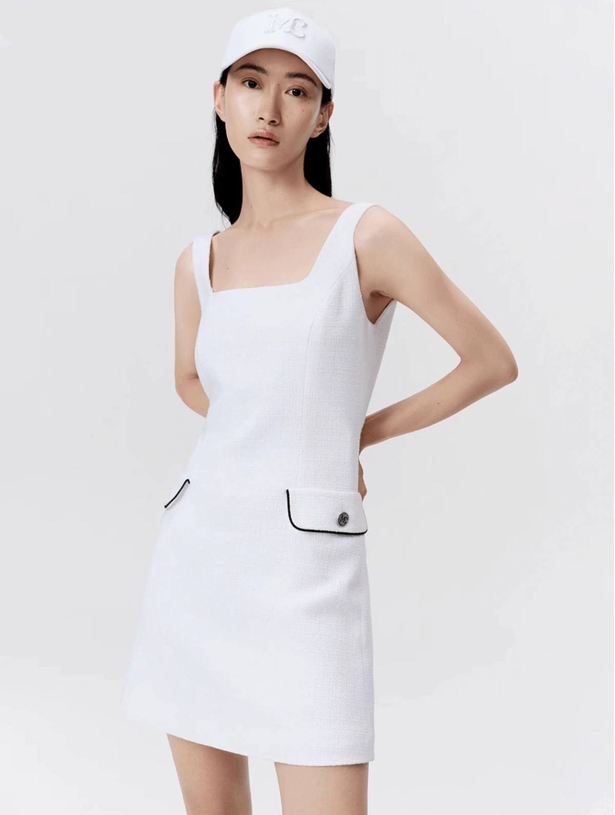 Sleek Layer Slit Detail Textured Slim Fit Cami Dress