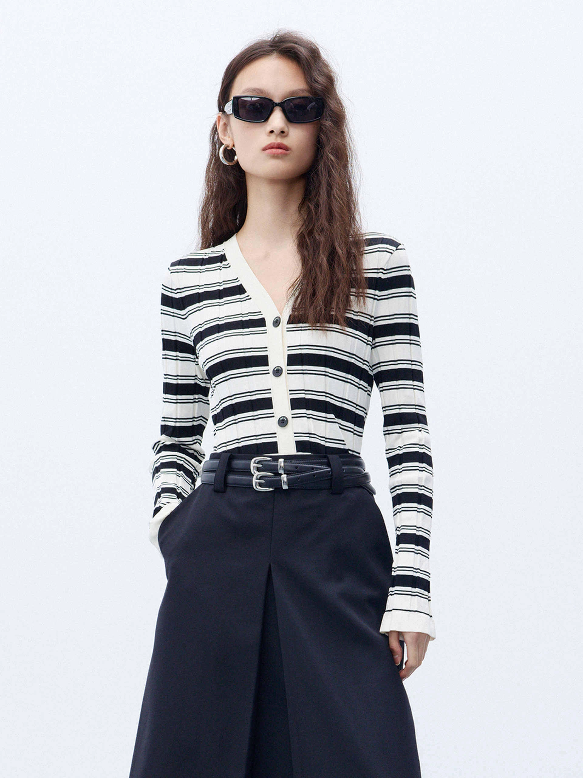 SustainableBlend Textured Stripe Knit Cardigan