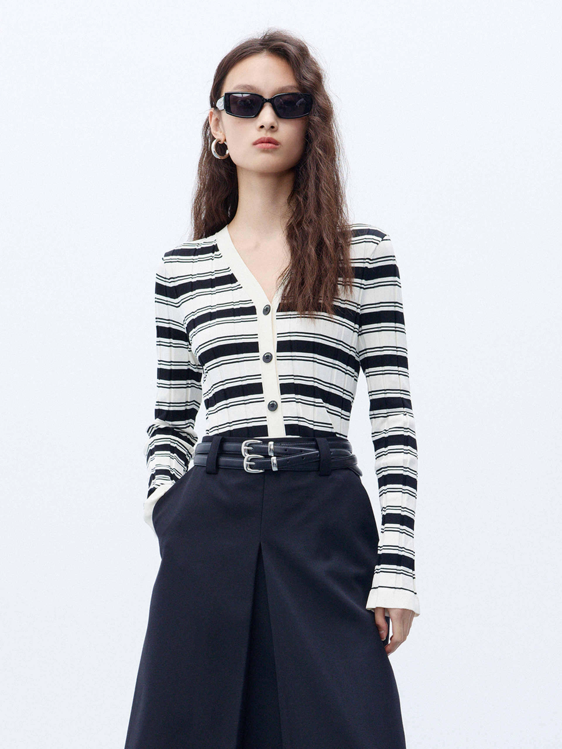 UltraSoftInterior Textured Stripe Knit Cardigan