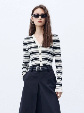 SustainableBlend Textured Stripe Knit Cardigan