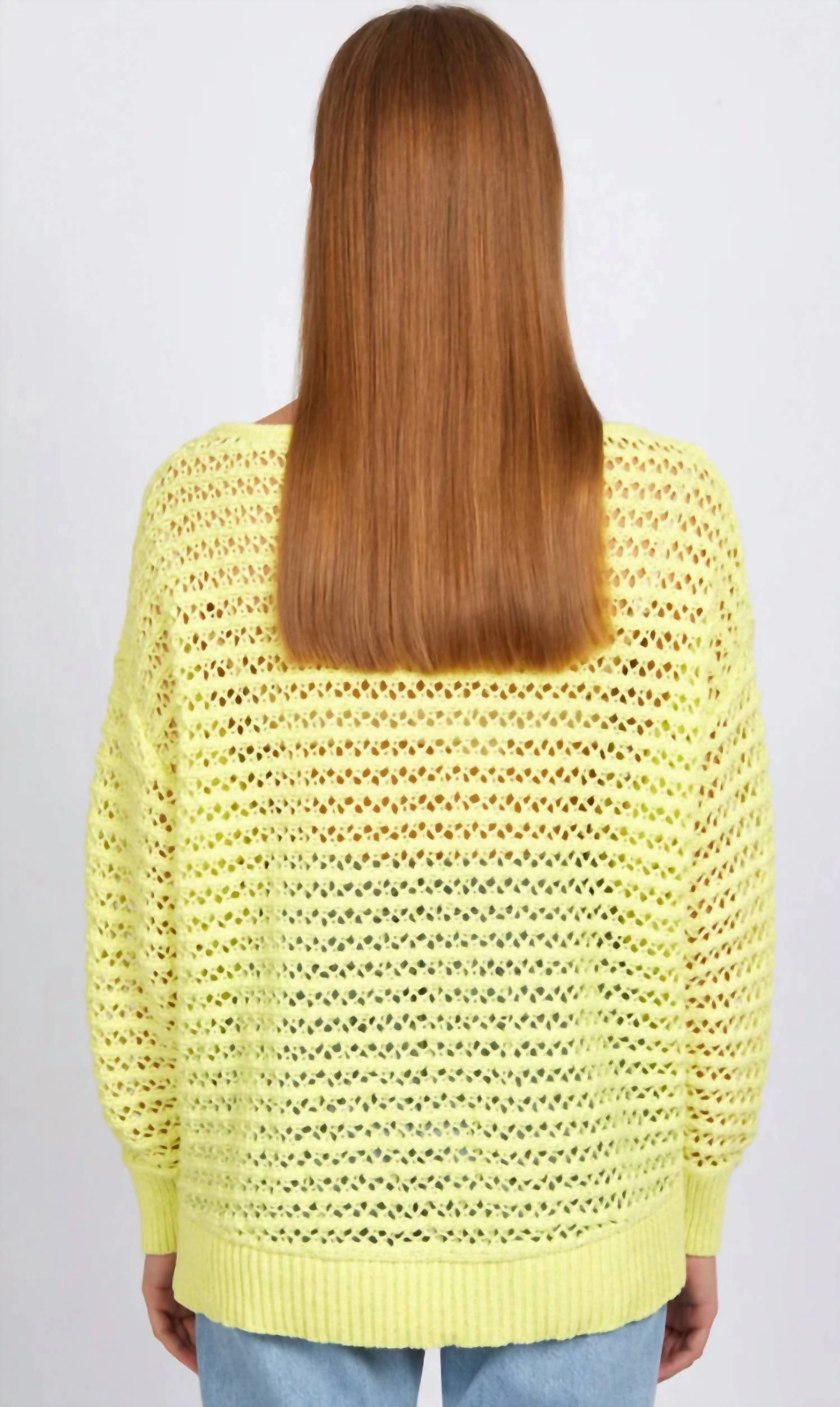 Wrinkle Resistant Knit Comfy Material Cindy Open Stitch Sweater In Margarita