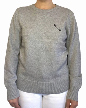 Classic Knit Safety Pin Sweater In Shadow/black
