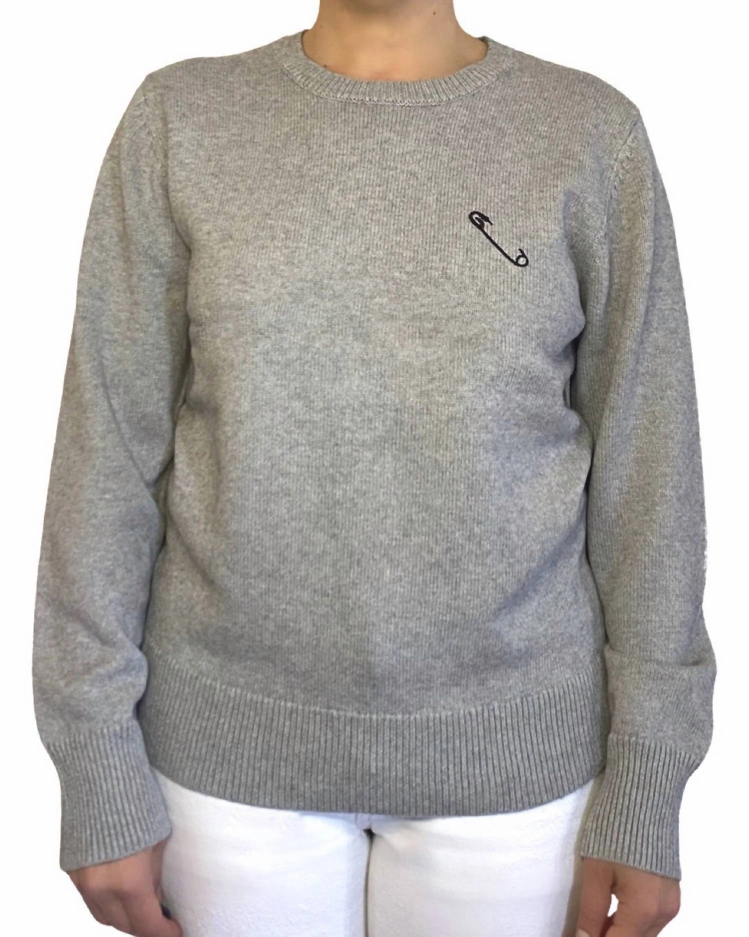 Classic Knit Safety Pin Sweater In Shadow/black
