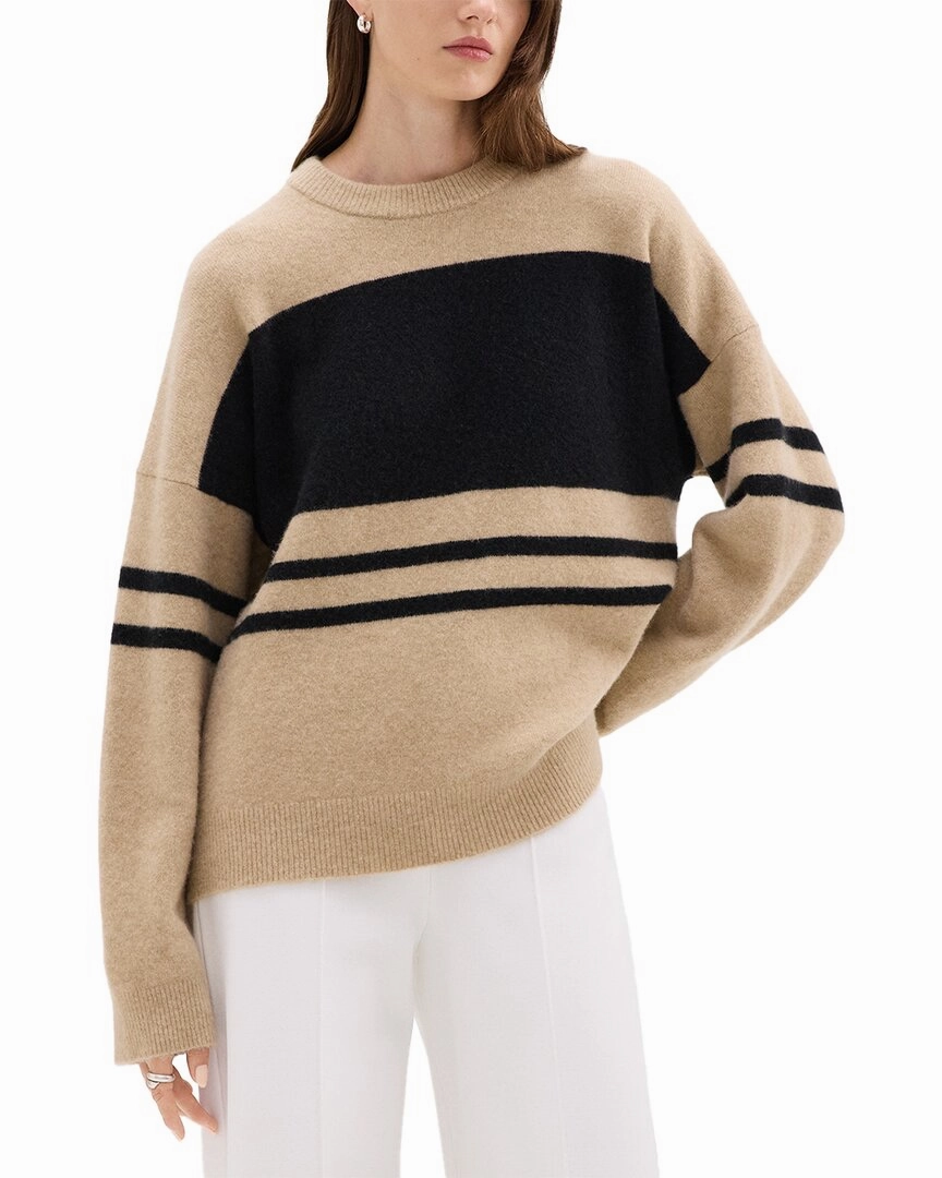 Easy Fit Comfortable Knit Theory Colorblock Wool & Cashmere-Blend Sweater