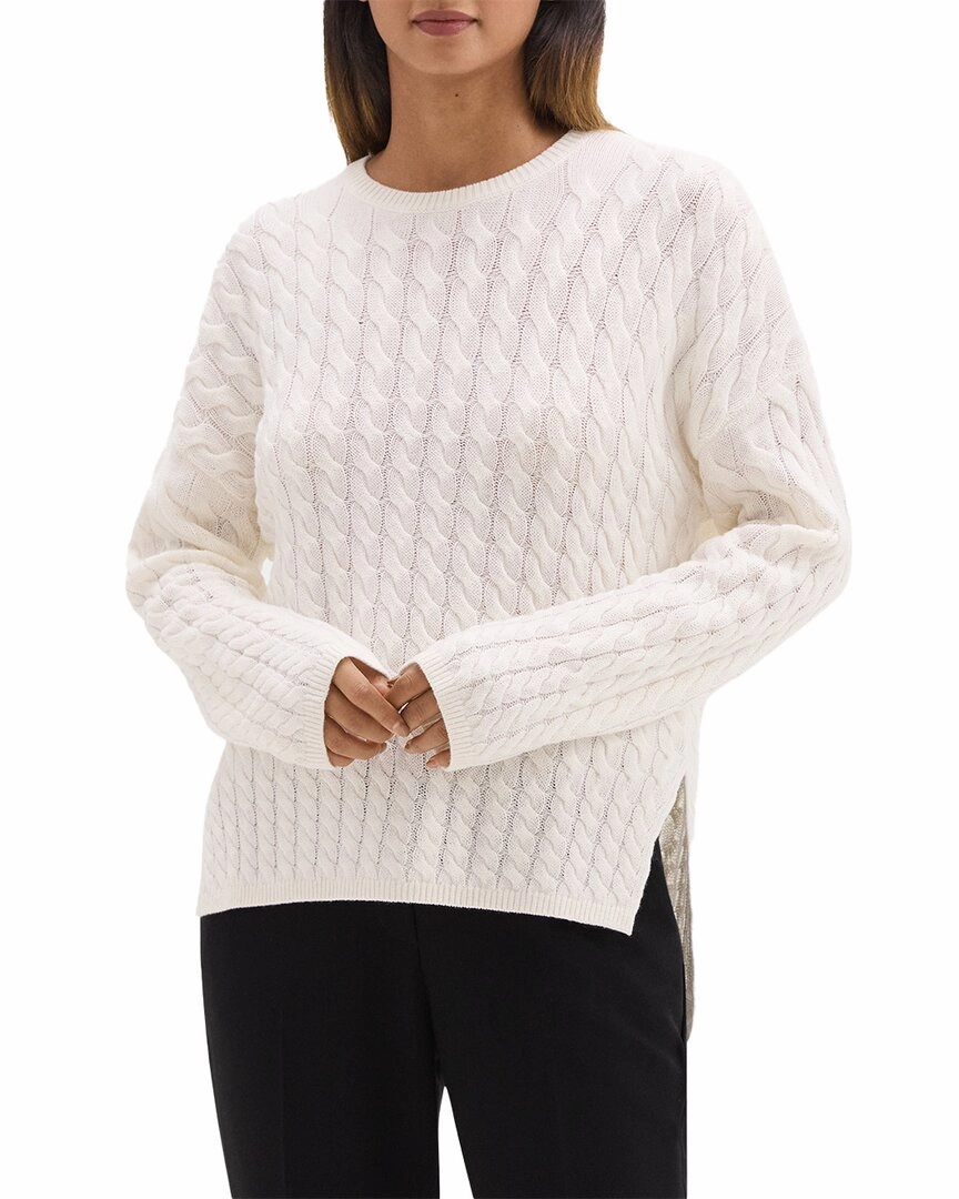 Lightweight Merino Functional Layers Theory Karenia Cable Knit Wool & Cashmere-Blend Sweater