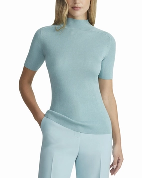 Lafayette 148 New York Ribbed Stand Collar Cashmere Sweater Cold Weather Knitwear