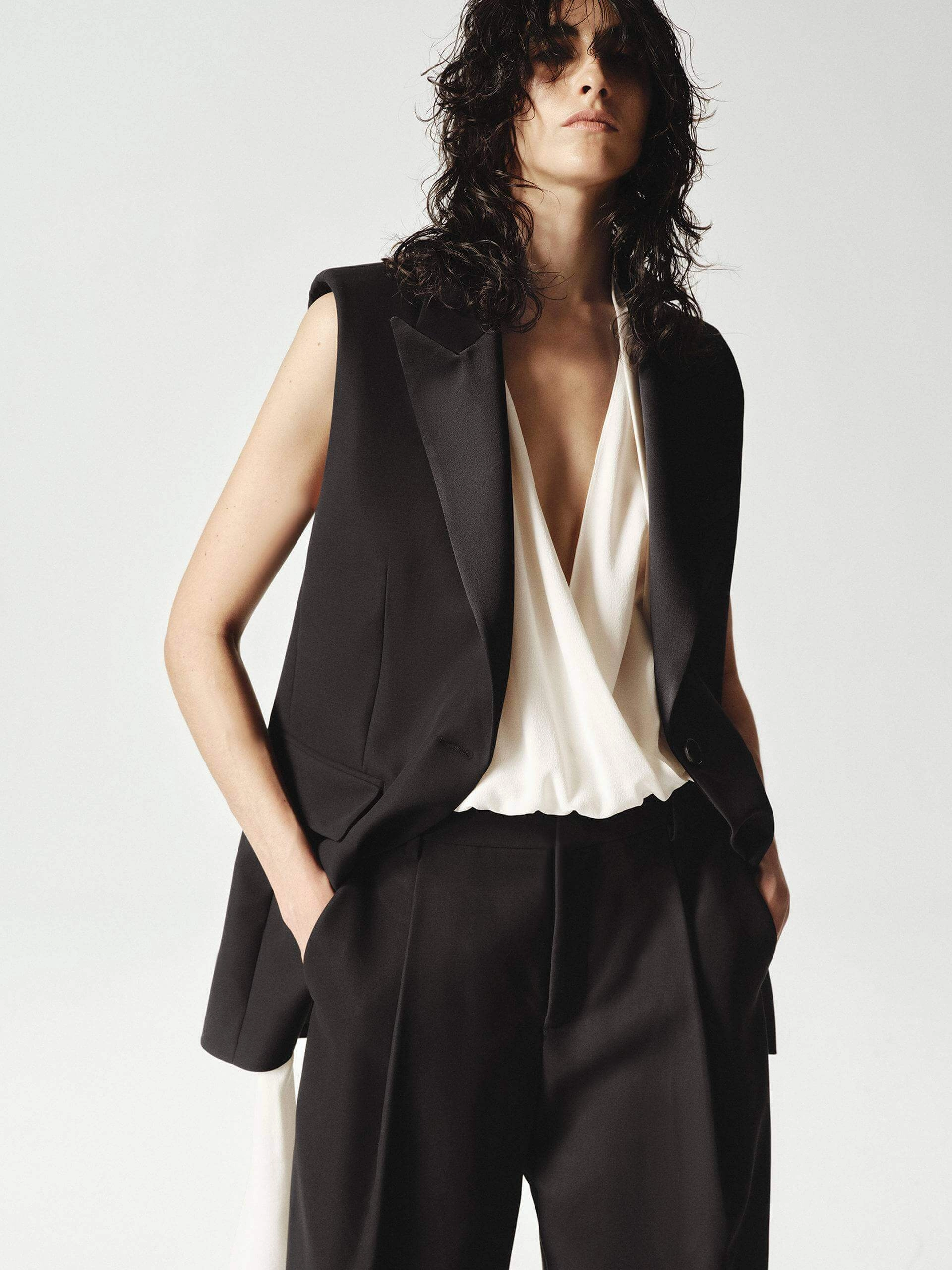 Glow In The Dark Accent Trim Quick Dry Technology Silk V-neck Tie Blouse