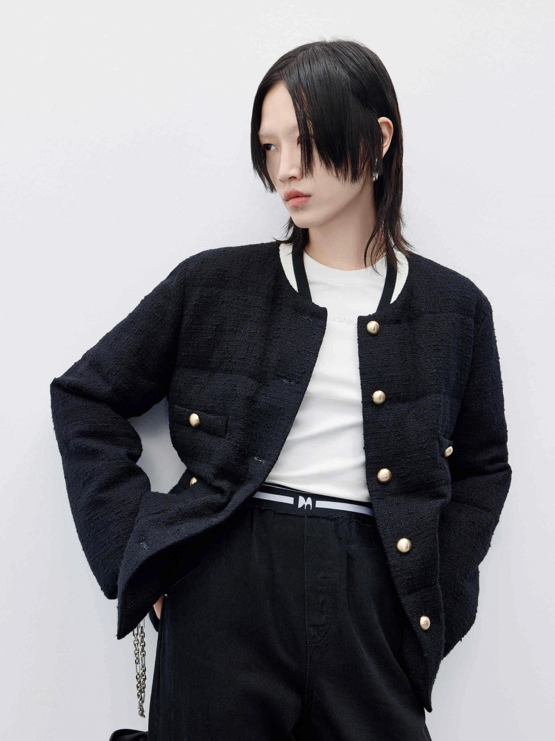 Tweed Textured Quilted Down Jacket mesh ventilation Flexible Layer System