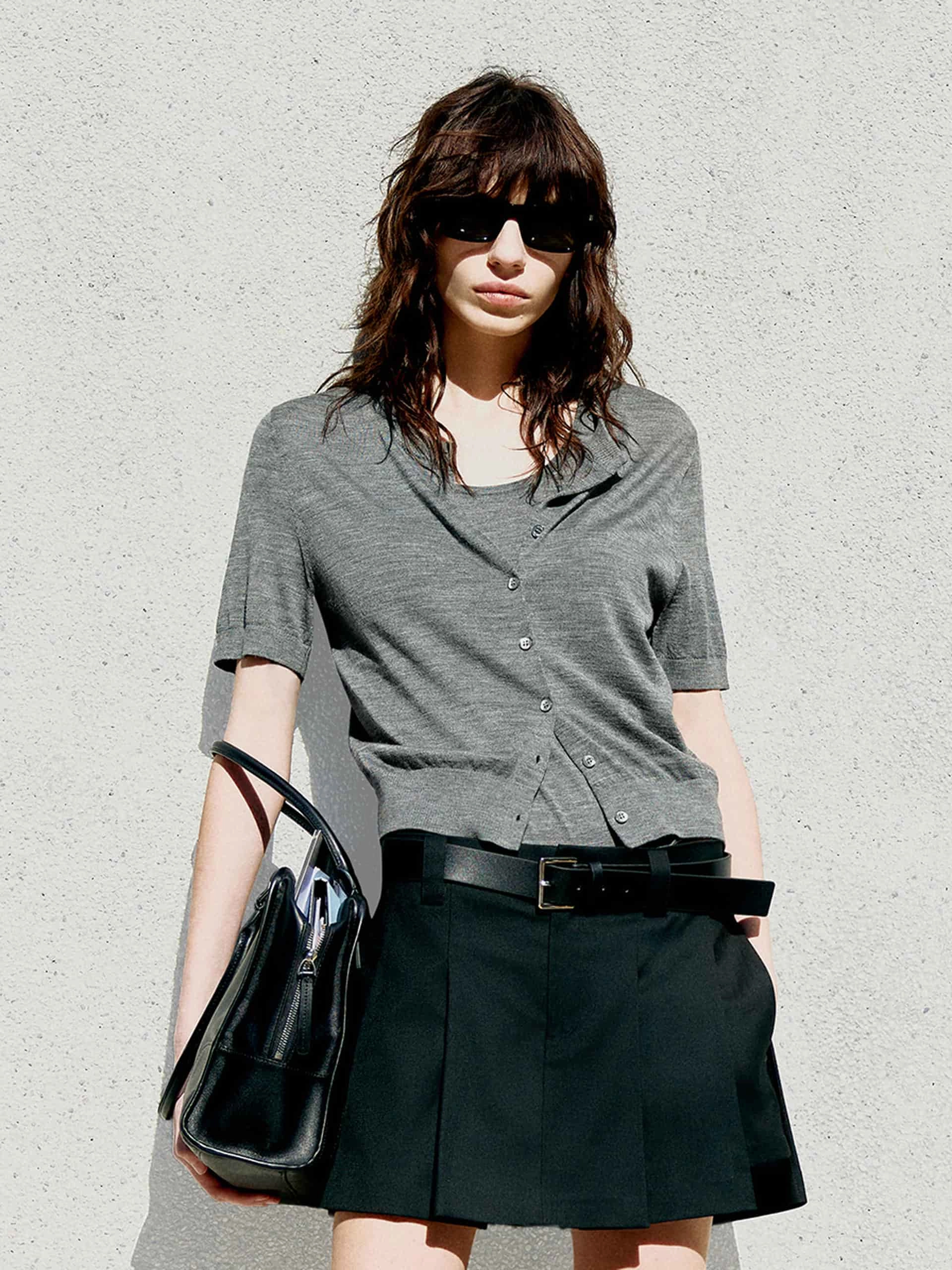 Airflow Vents Ribbed Trim Wool Top