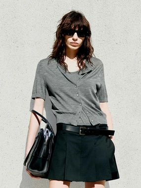 Ribbed Trim Wool Top LowProfileSeams Tunic top
