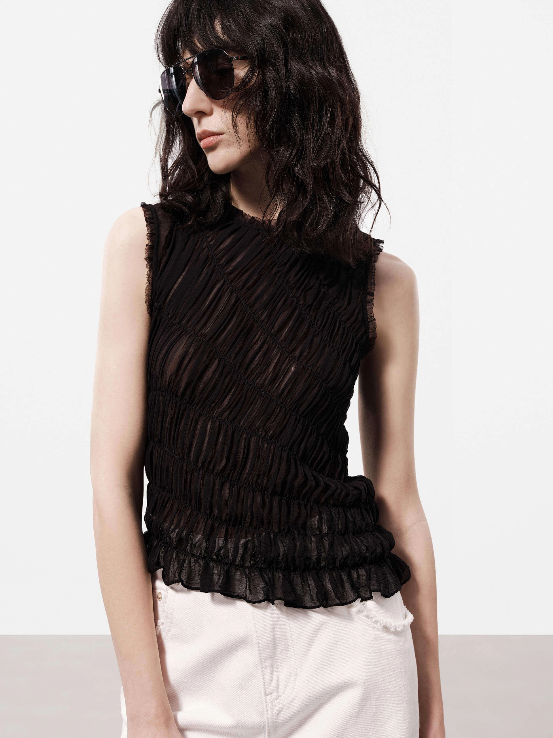 Slim Fit Structured Top Sleeveless Top