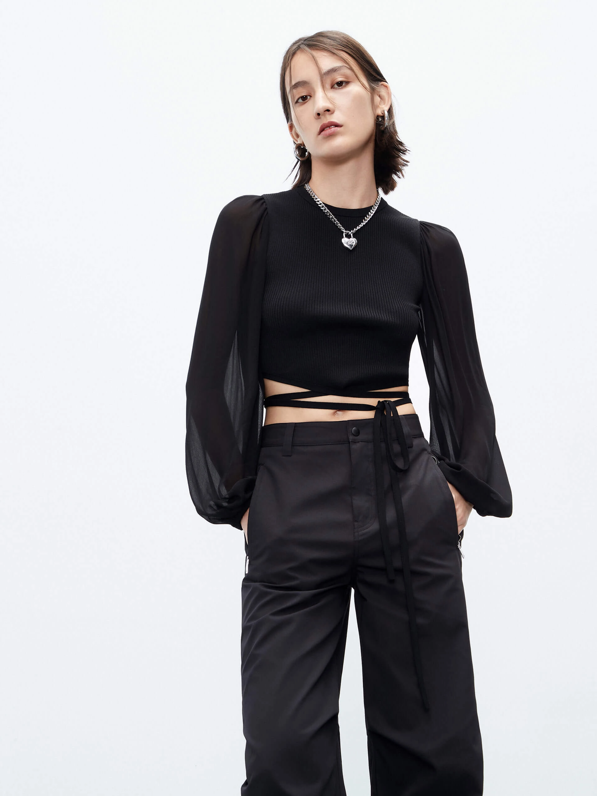 Tie Detail Crop Top AllDay Comfort Tech
