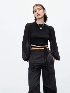 Tie Detail Crop Top AllDay Comfort Tech