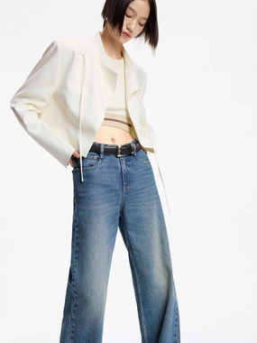 Shrink resistant Tie Detail Cropped Jacket
