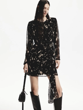 Tie Detail Printed Dress Soft-touch