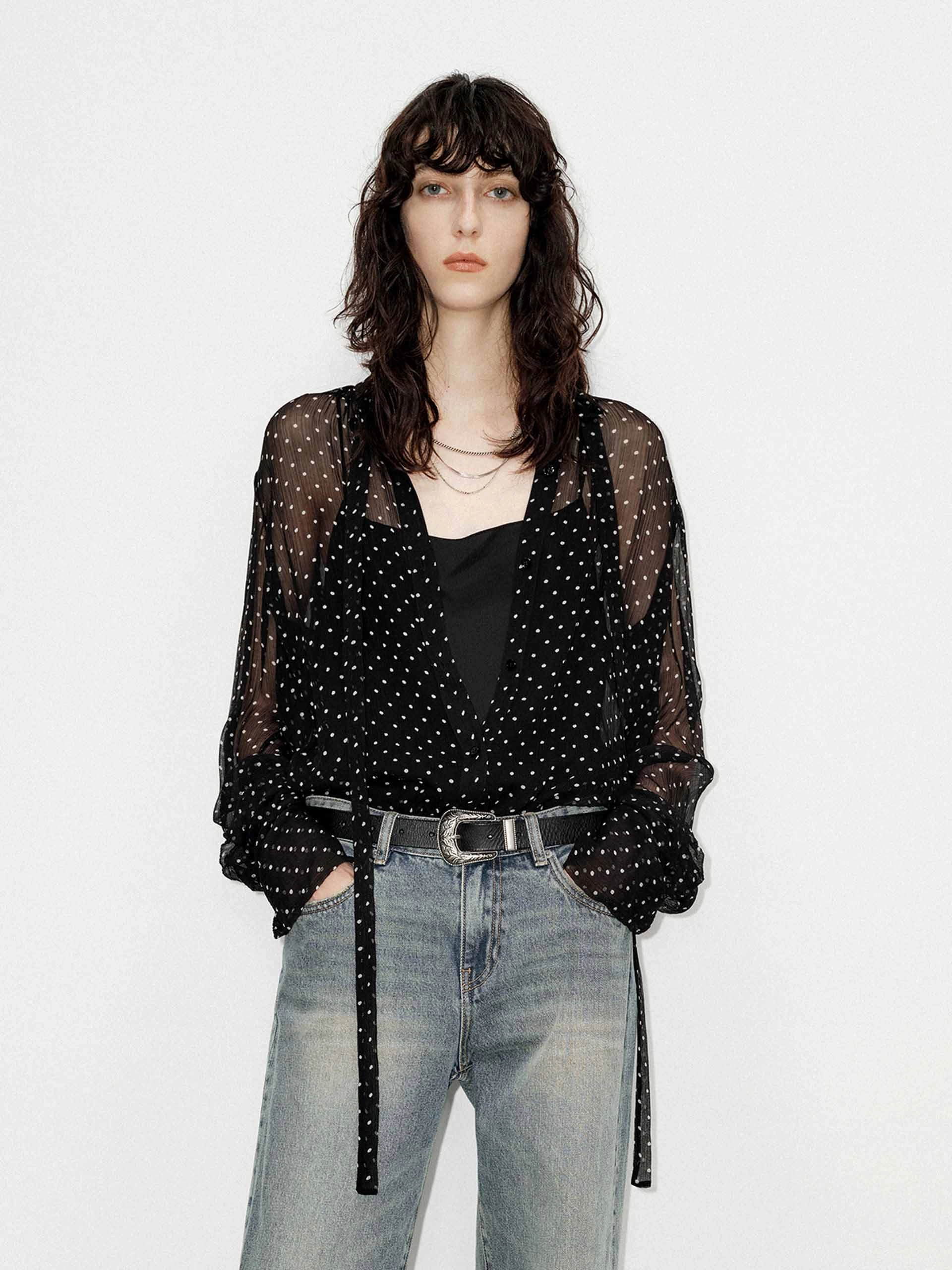Tie Polka Dot Shirt Sun Protective Fabric