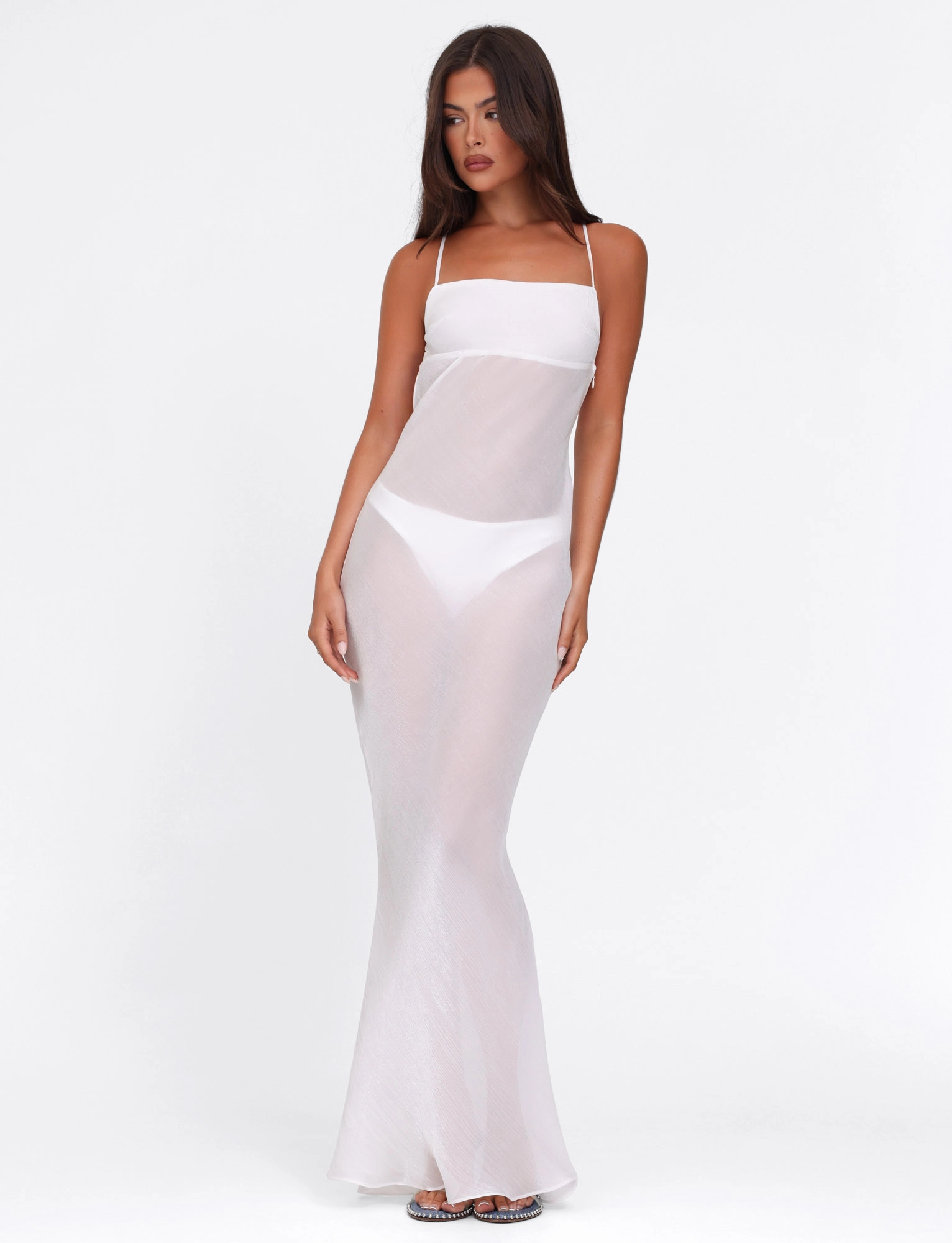 Linen-Blend KIAH MAXI DRESS - WHITE : ICE