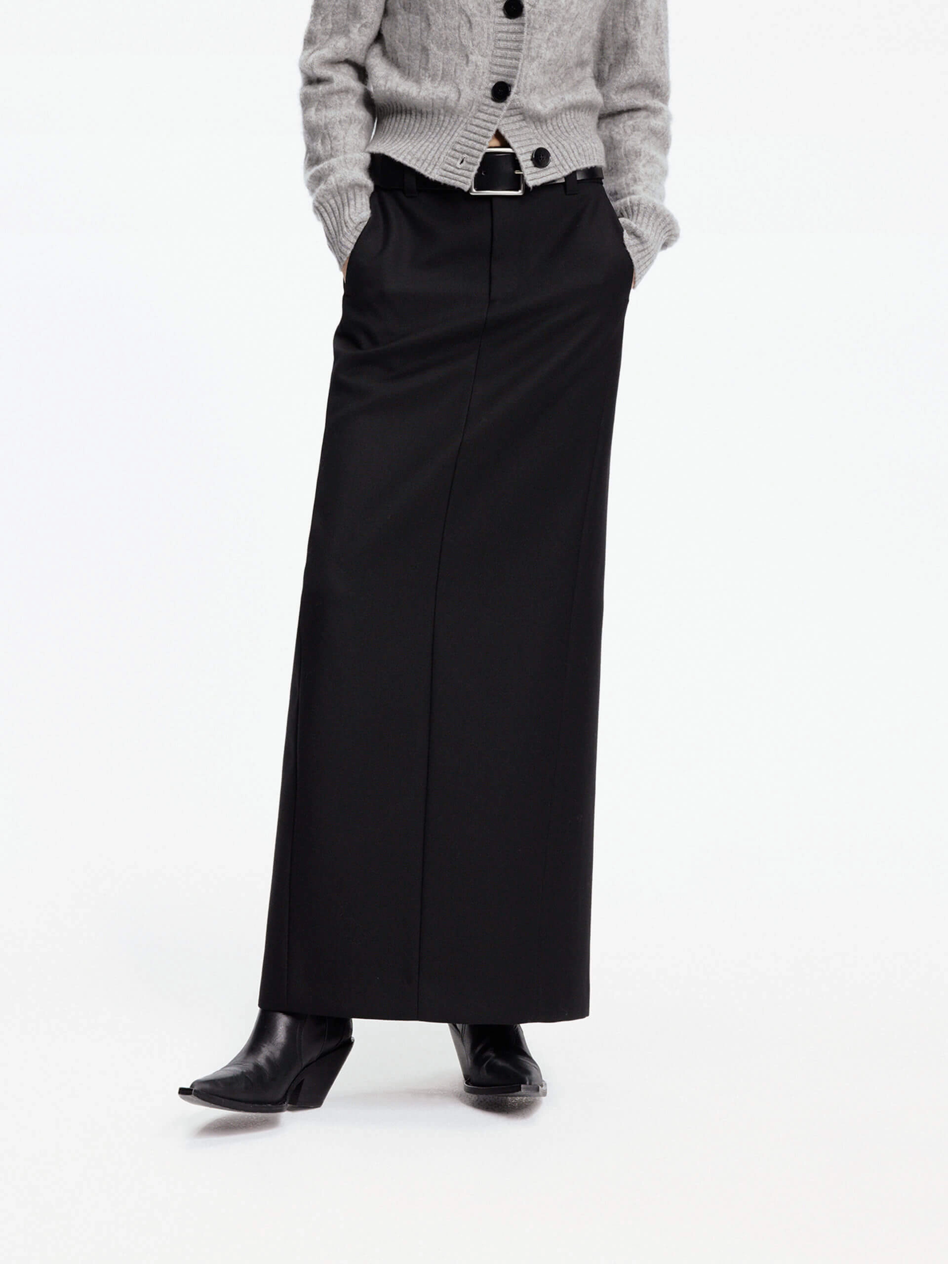 Back Slit Maxi Skirt MultiPocket Practical Look