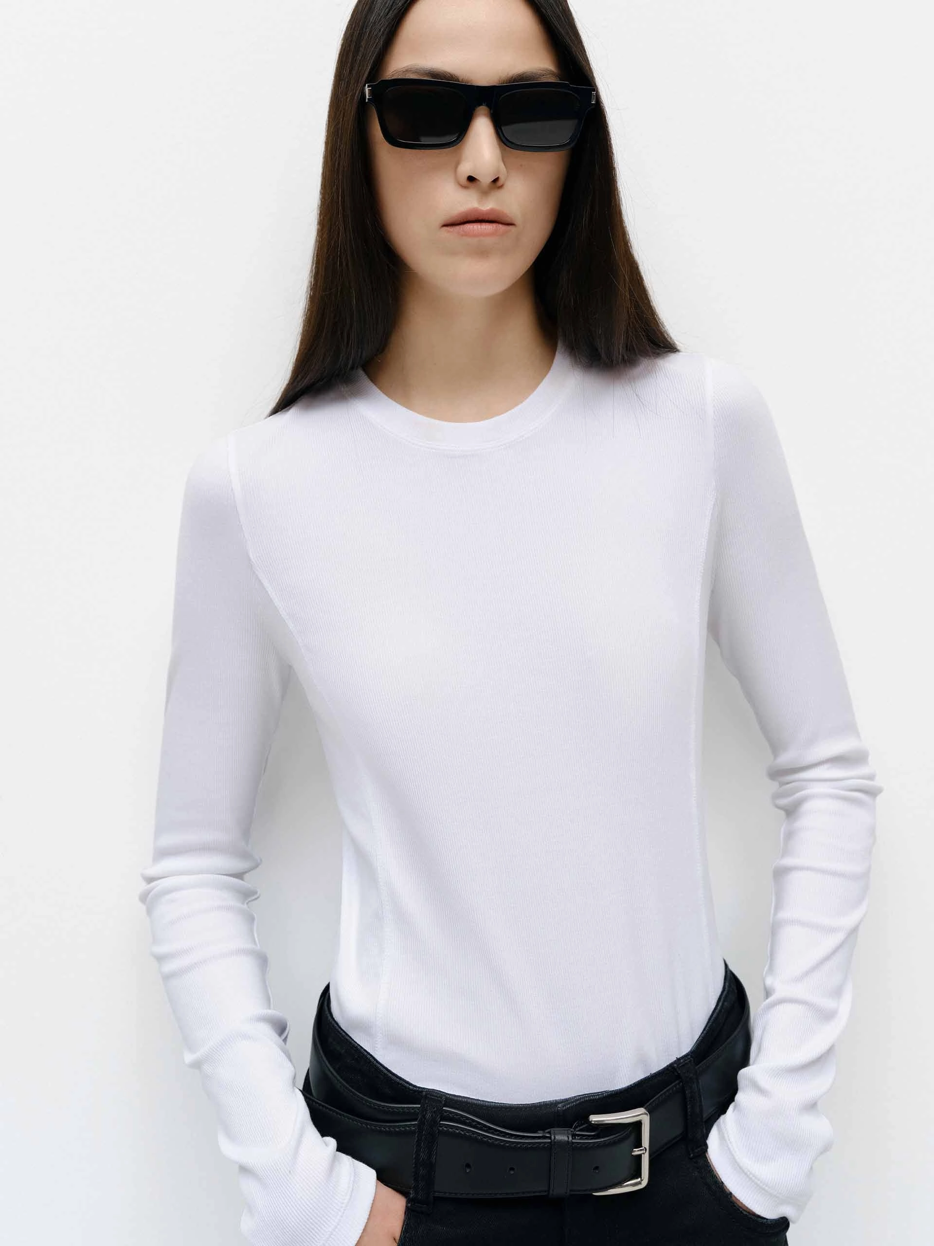 Temperature control Adaptive Waistband Cotton Blend Crewneck T-shirt