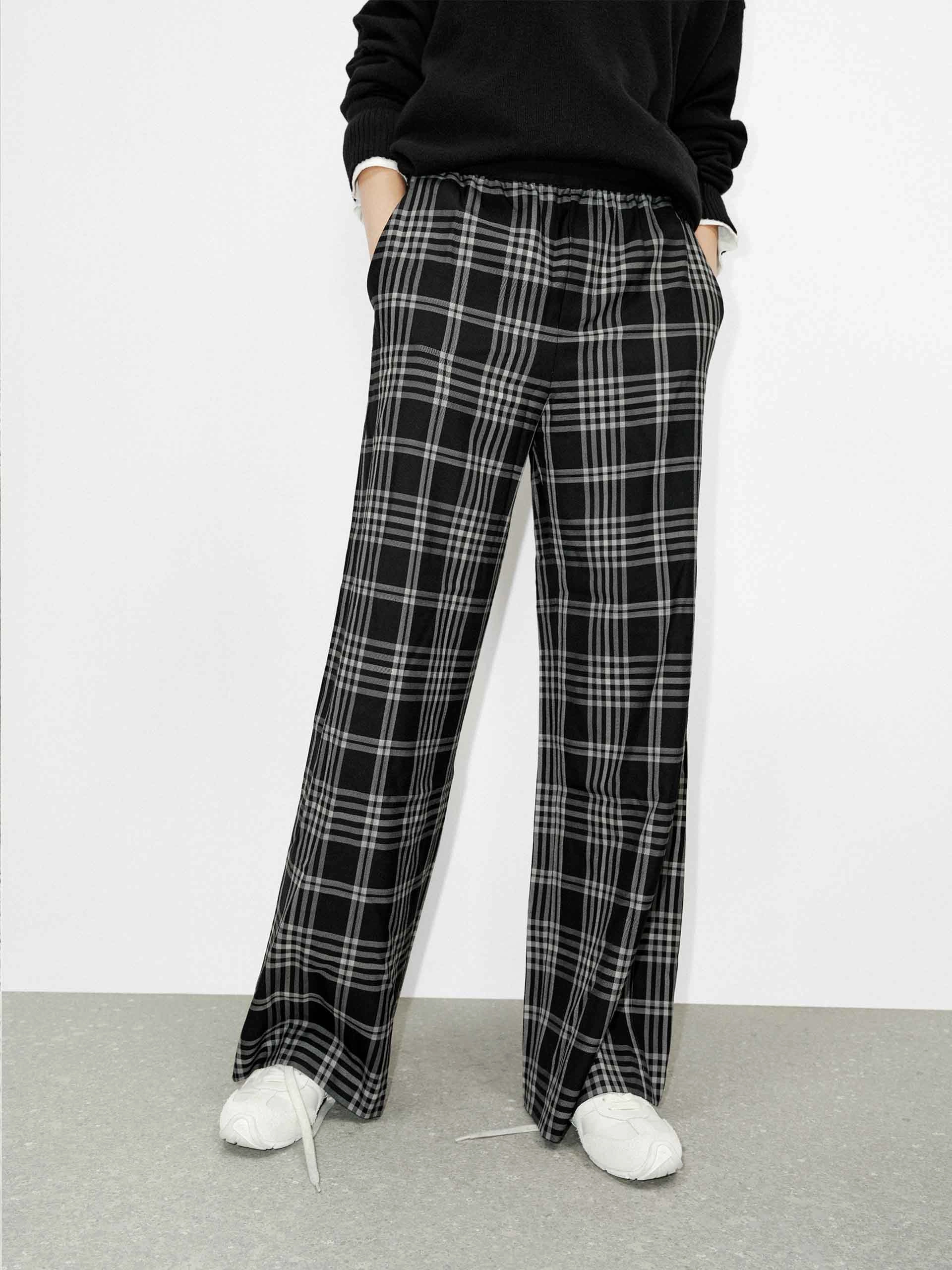 No Iron Easy Stretch Fit Wool Blend Plaid Pants