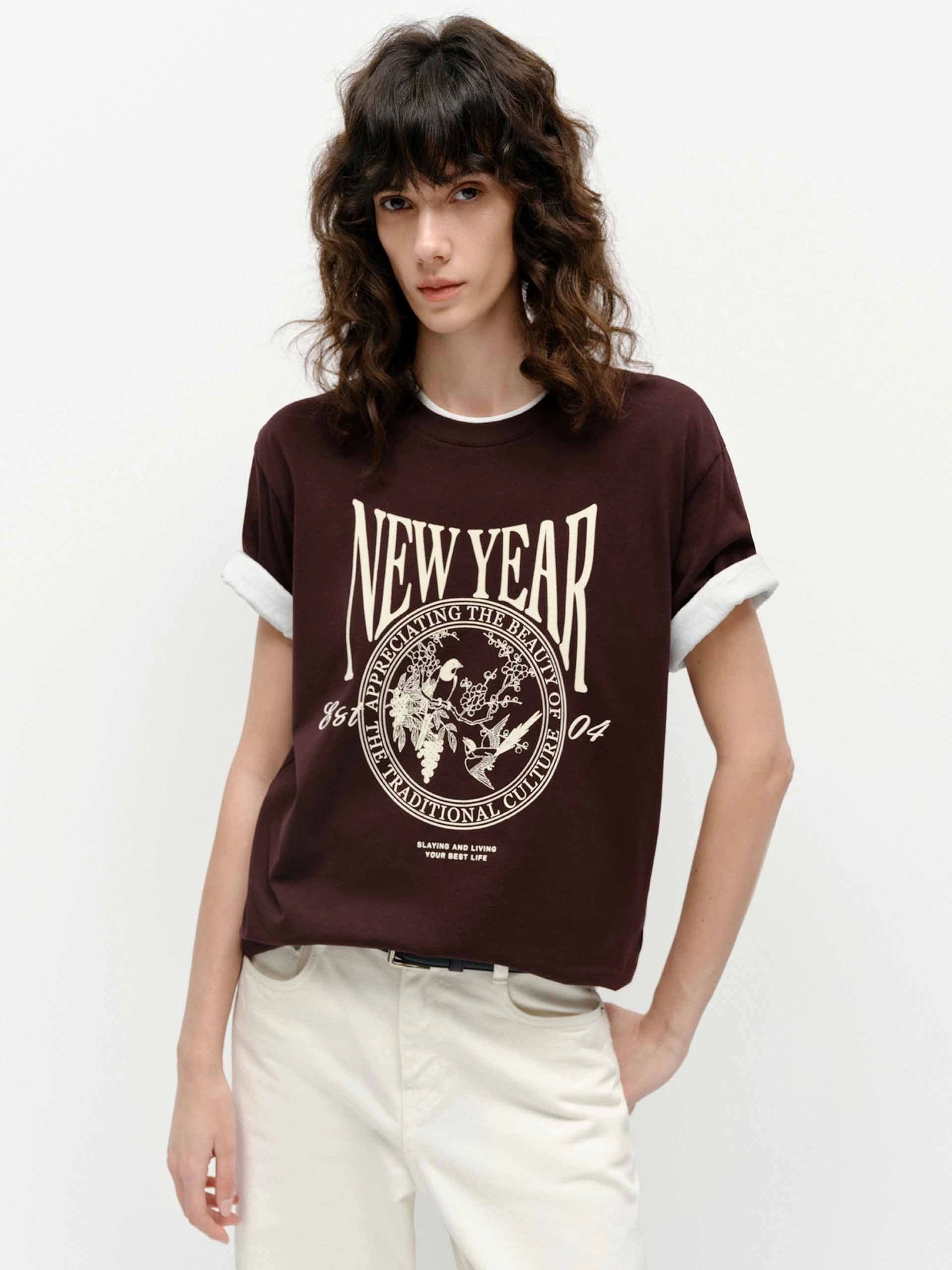 Front Printed Cotton T-shirt Fashion Fit