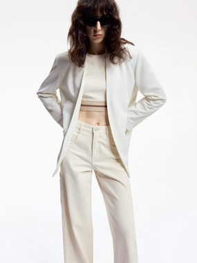 Tailored Blazer Without Lapel Ventilated Back Panel