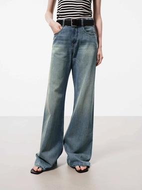 Wide Leg Cotton Jeans Travel Ready