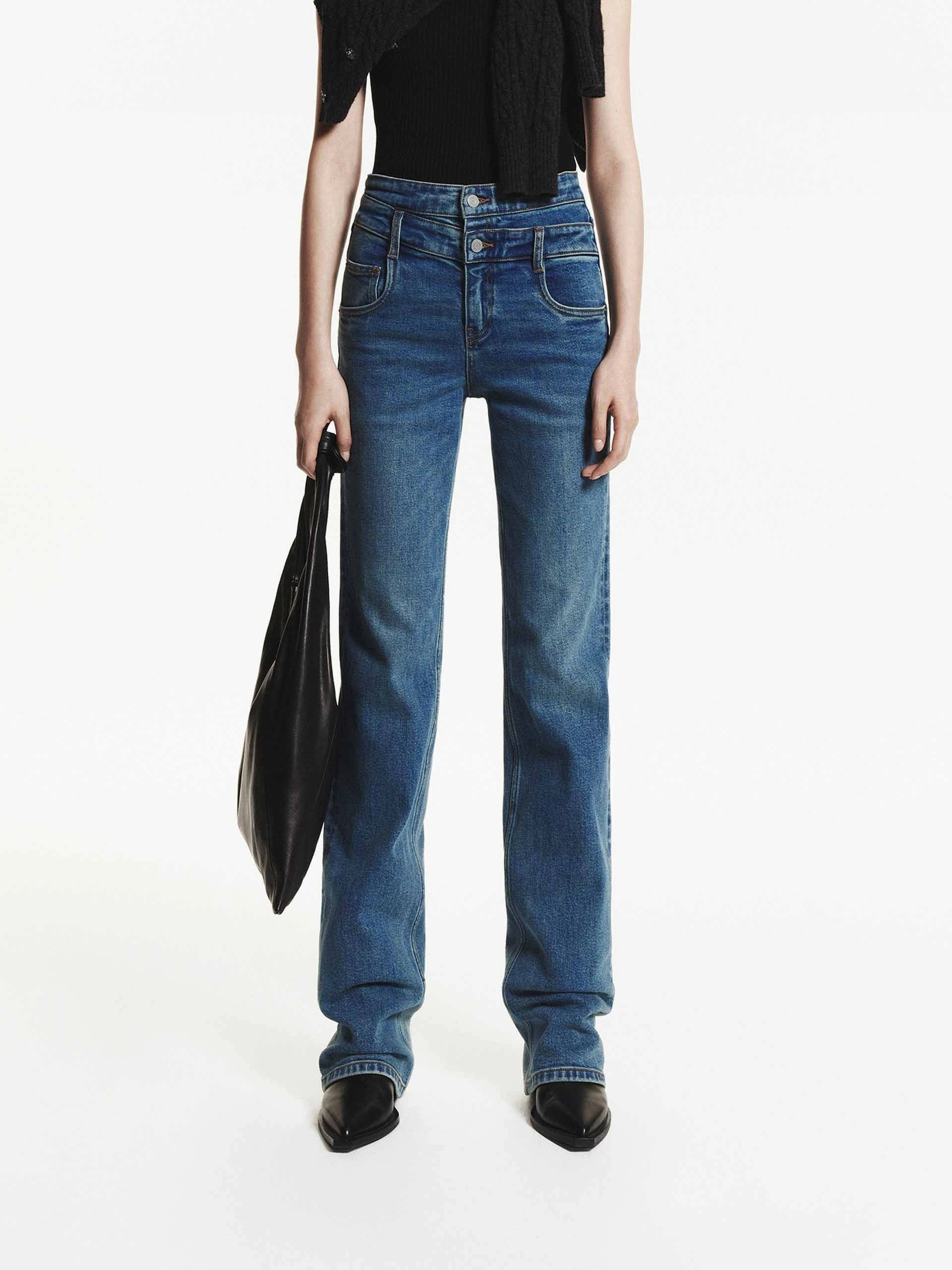 Total Comfort Anti Bacterial Treatment Double Waist Straight Jeans