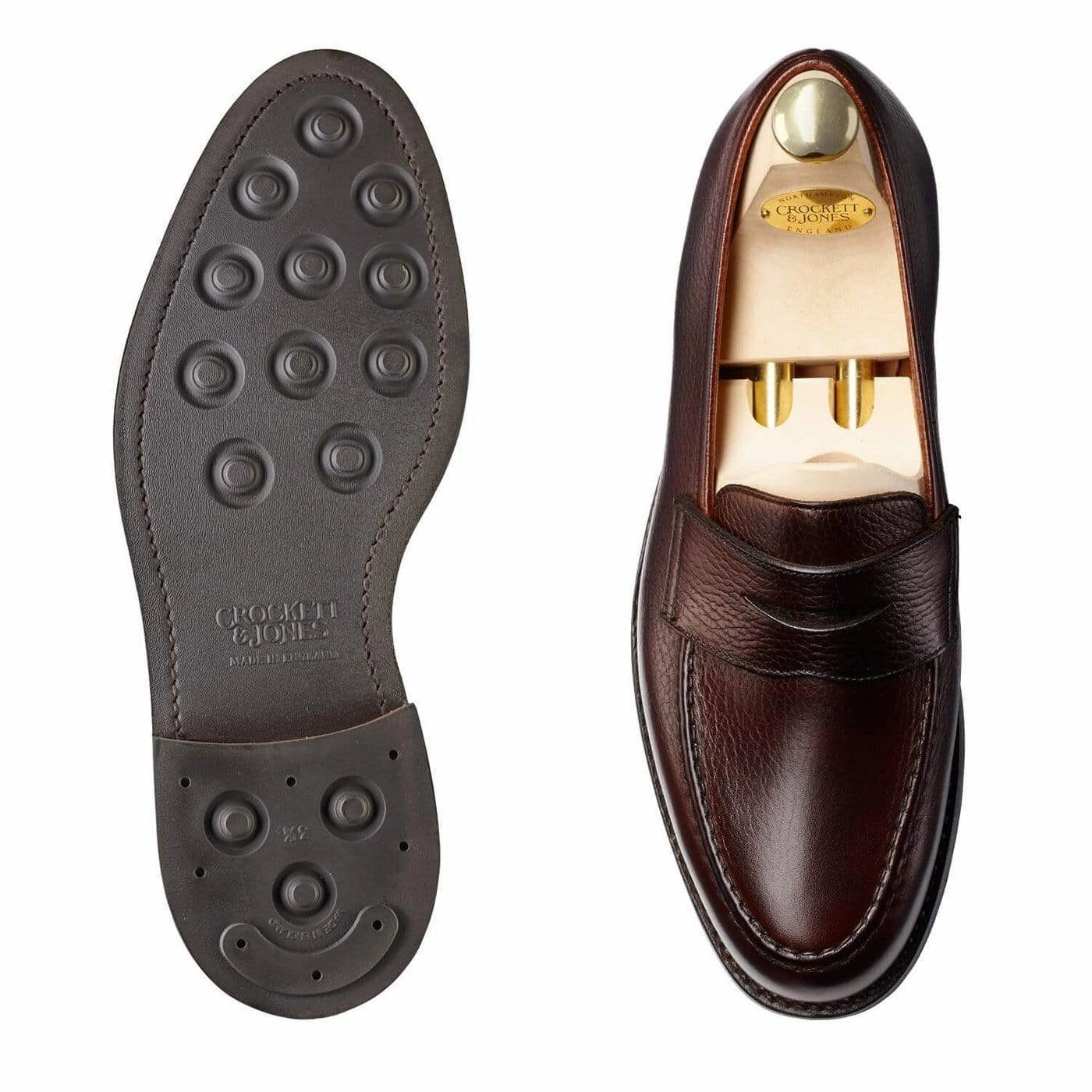 Coffee Stop Unstructured Style Boston Dark Brown Country Calf Grain