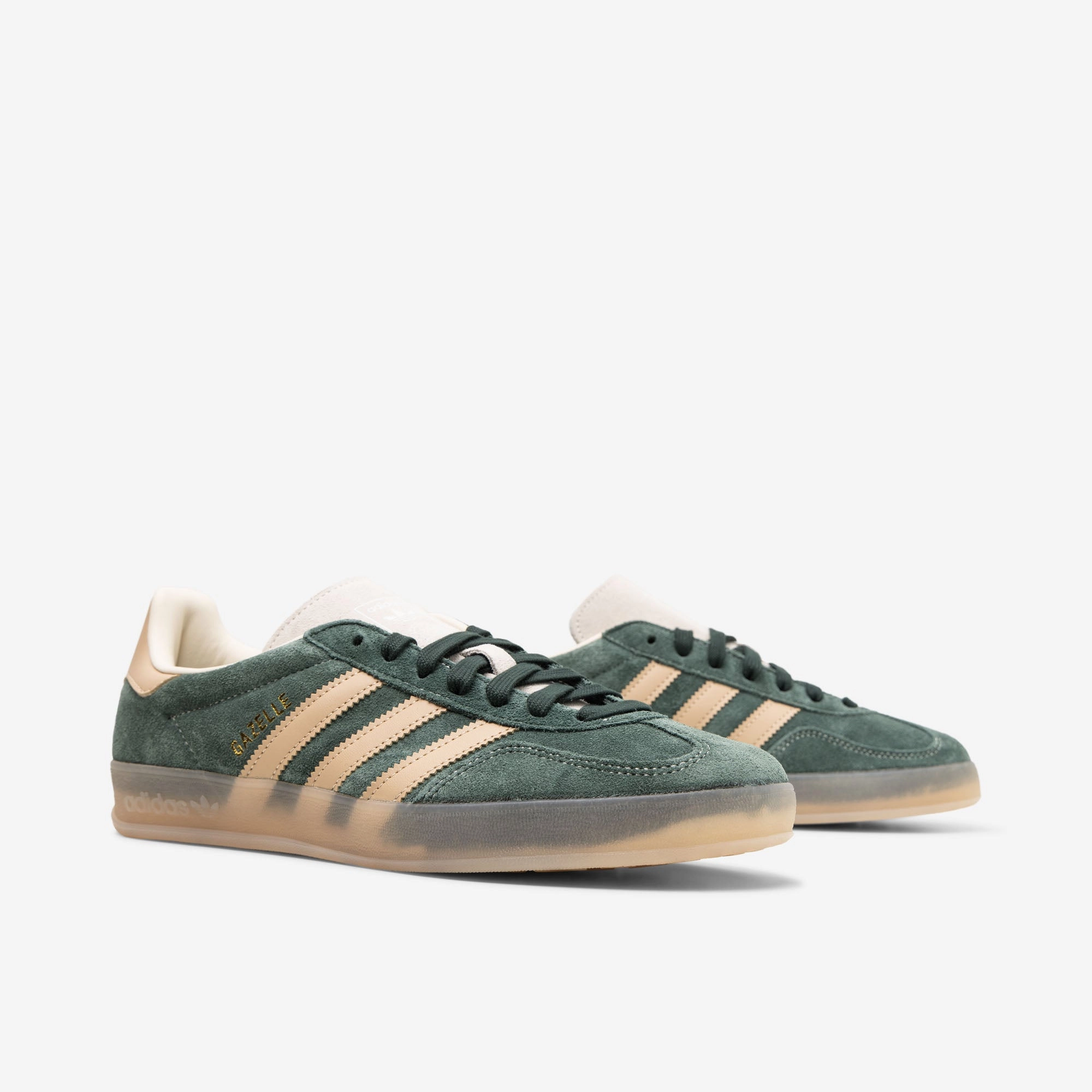 Comfortable bend Grip Enhancing Outsole adidas Originals Gazelle Indoor Shadow Green / Warm Sandstone - Wonder White
