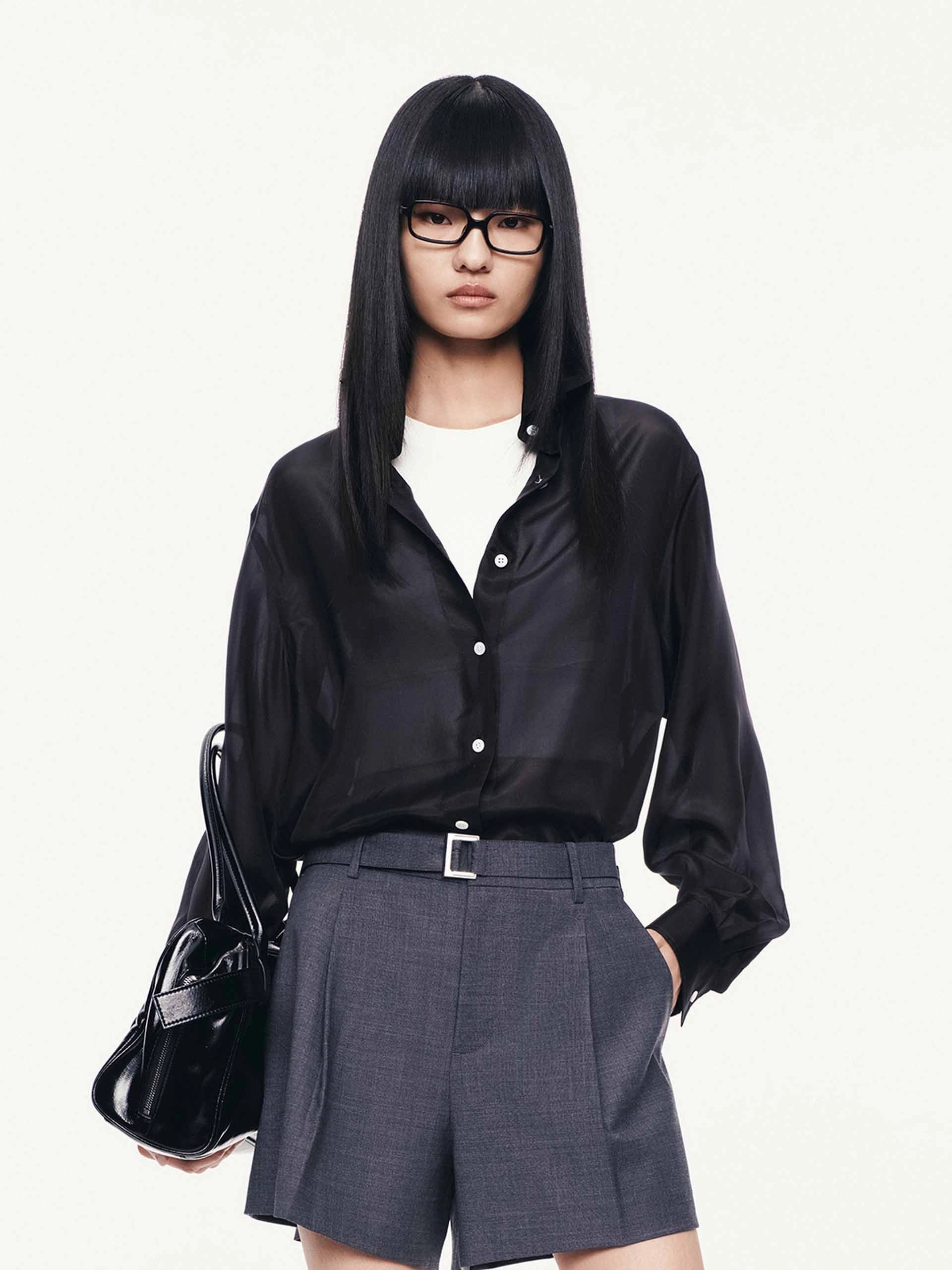 Long Sleeves Silk Shirt QuickRelease VNeckReinforcement
