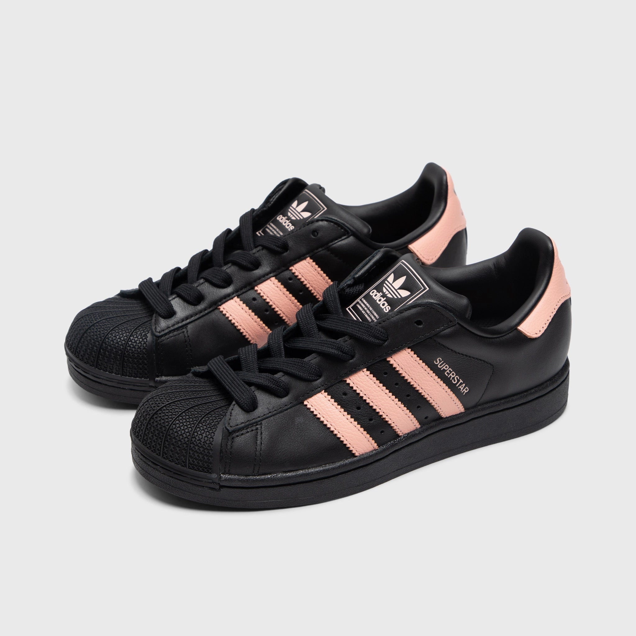 adidas Women's Superstar II Core Black / Glow Pink Breathable Insoles