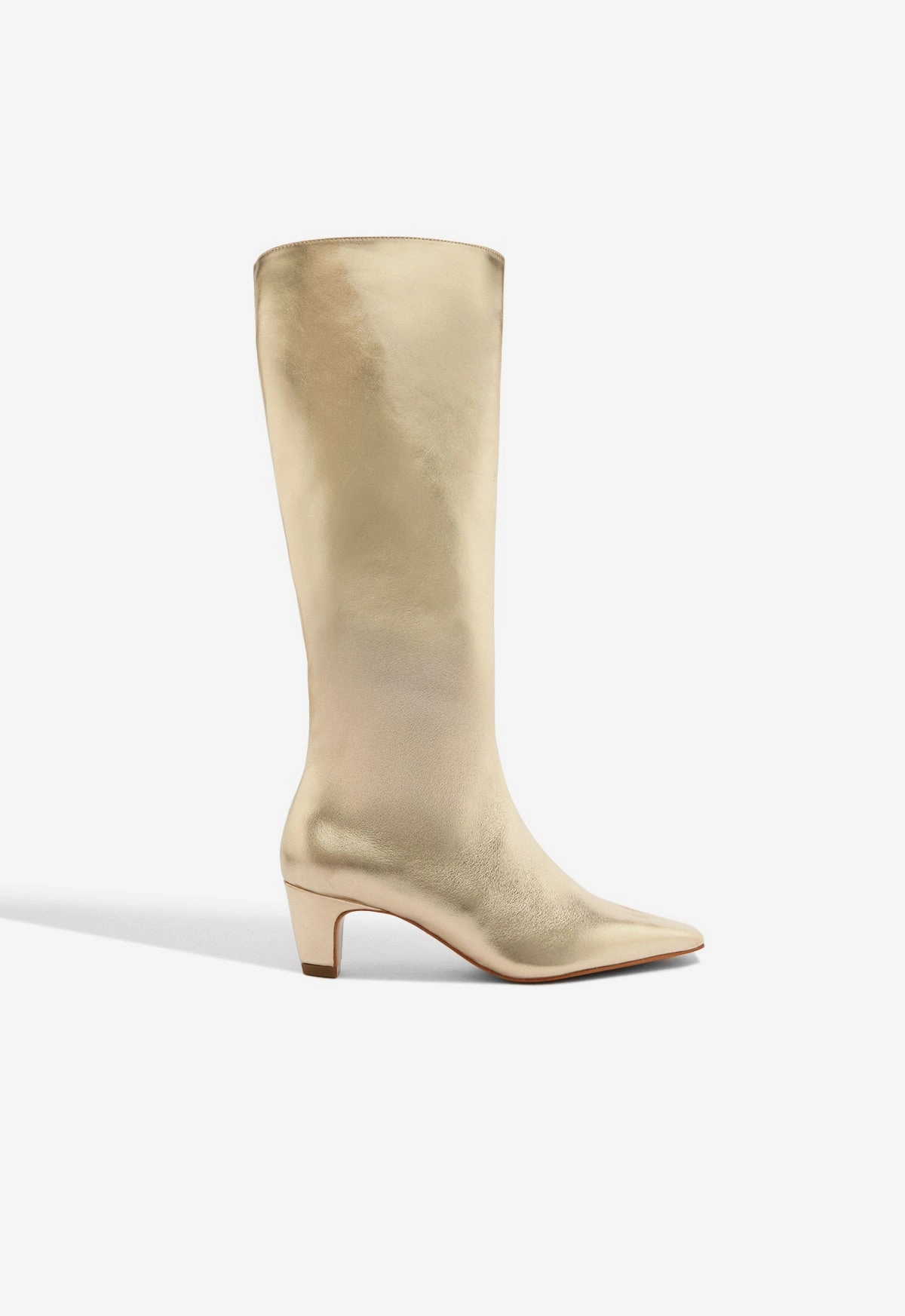 Cushioned Footbed Pointed Toe Dellia Up Metallic Boot