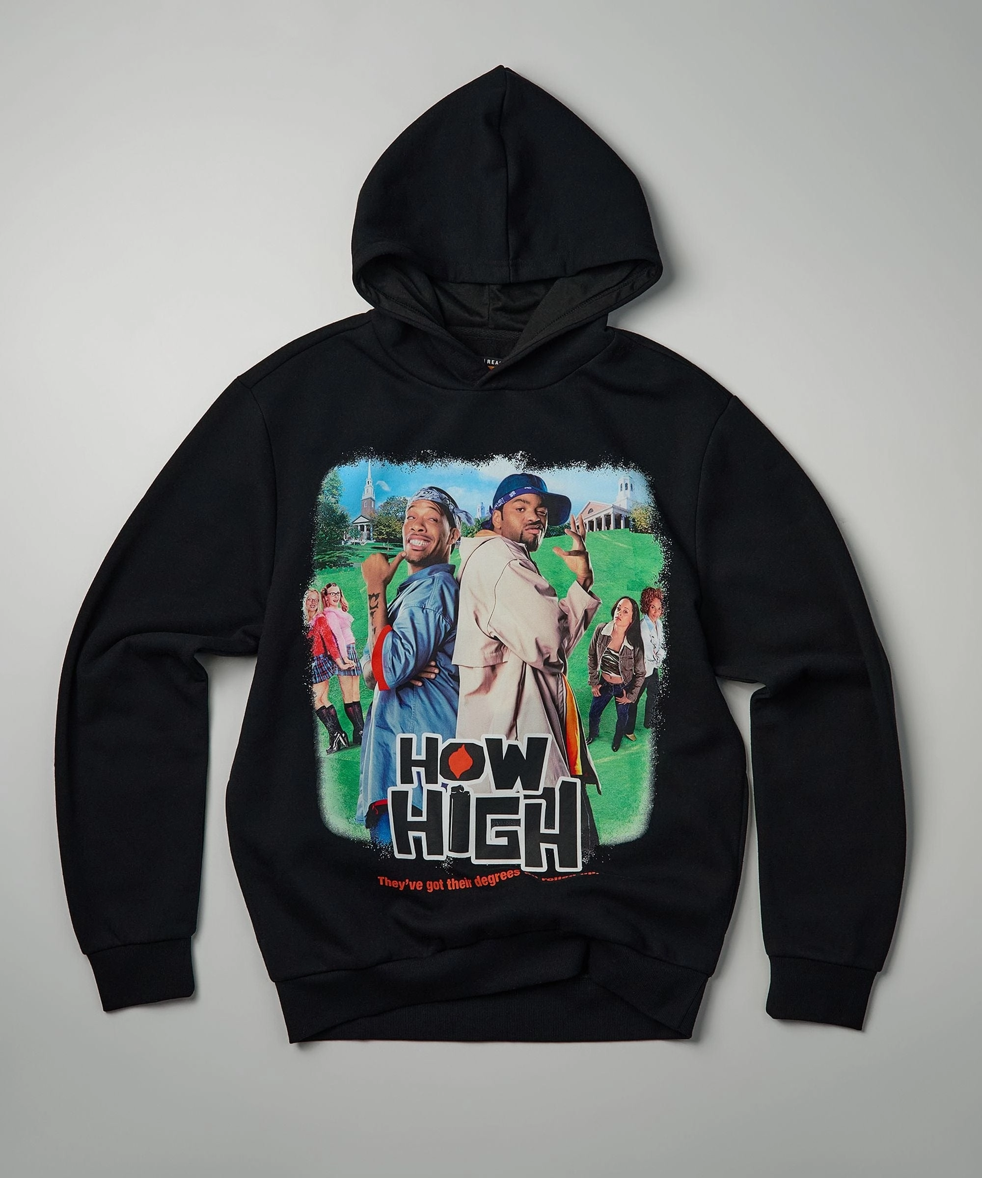 AntiFade Treatment How High Oversized Front Print Hoodie - Black