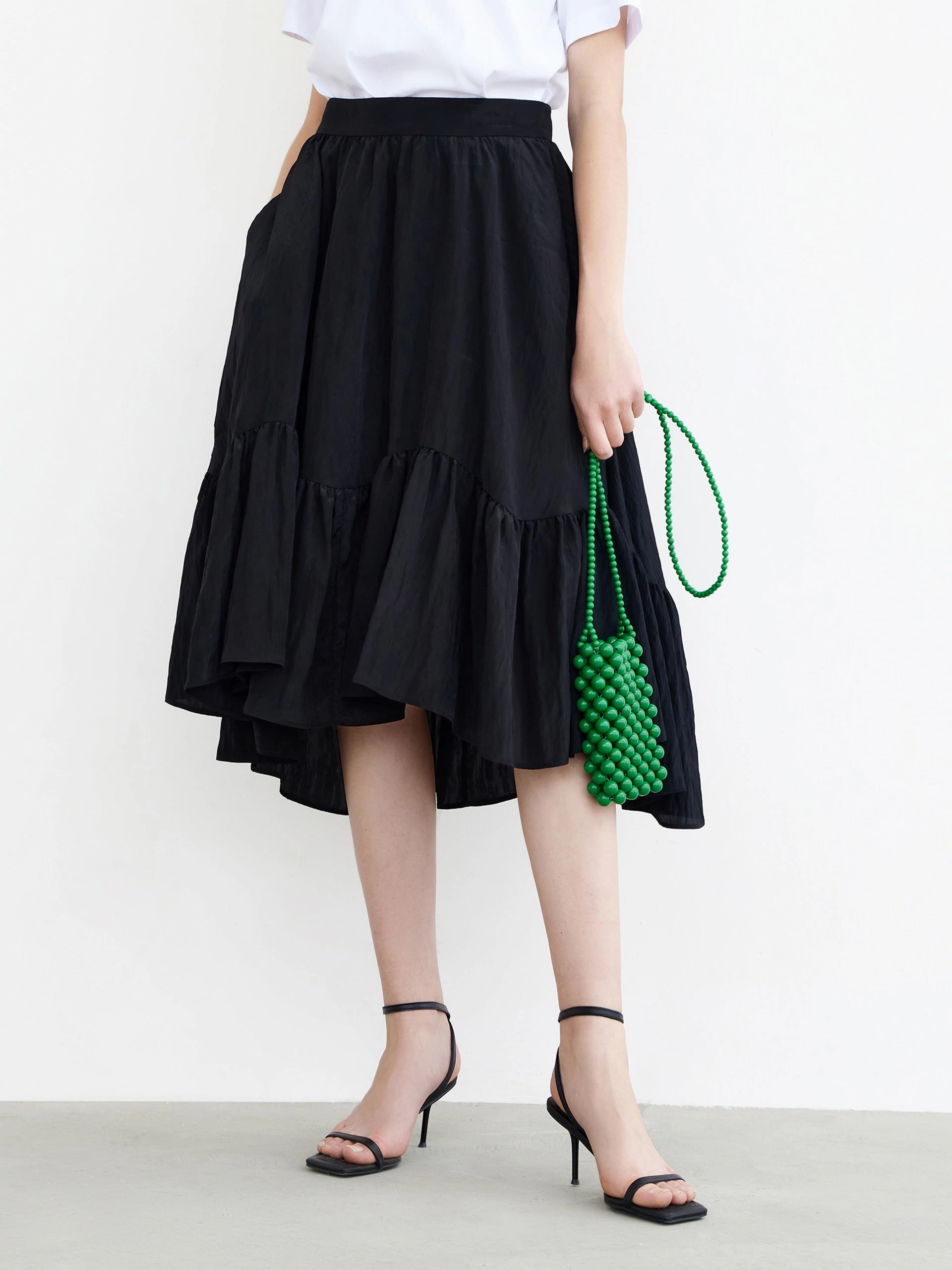 UVProtection Flattering Comfort Wear Asymmteric Ruched Skirt