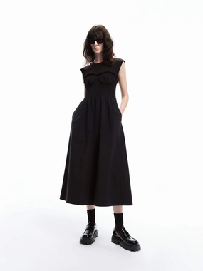 Smocked Waist Midi Dress Soft Shine