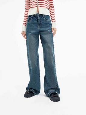 fresh feel Eco Friendly Night Out Raw Trim Detail Cotton Jeans