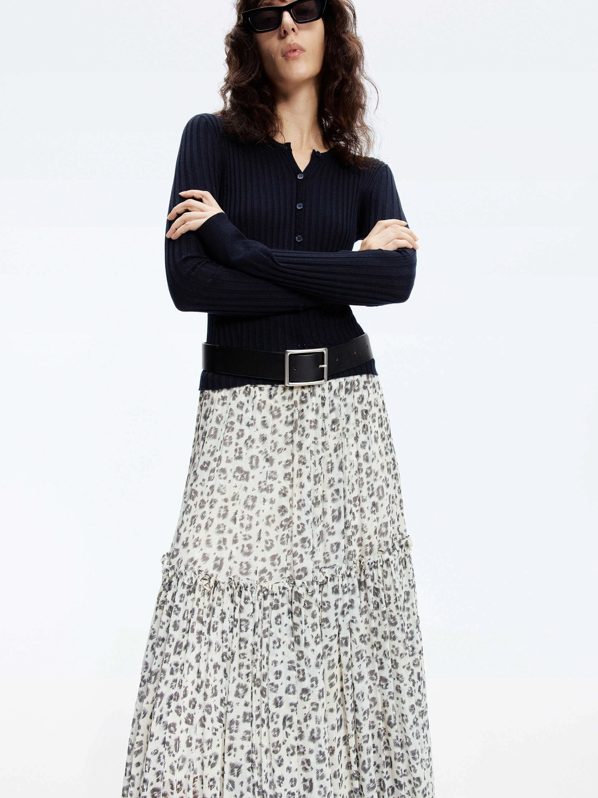 Trumpet Cuff Ribbed Sweater Non Restrictive Cut