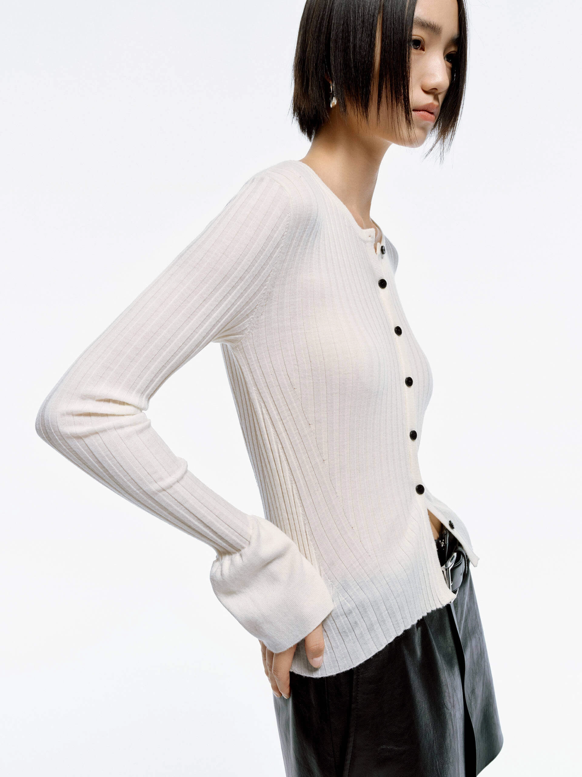 Lightweight insulation Sleeveless Top Trumpet Cuff Ribbed Sweater