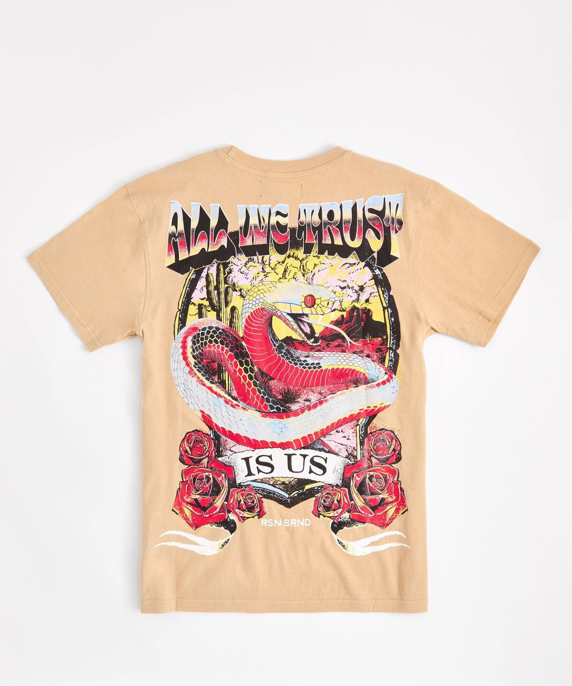 Trust Short Sleeve Tee - Khaki CrossGrain Fabric NoRoll Hem Technology