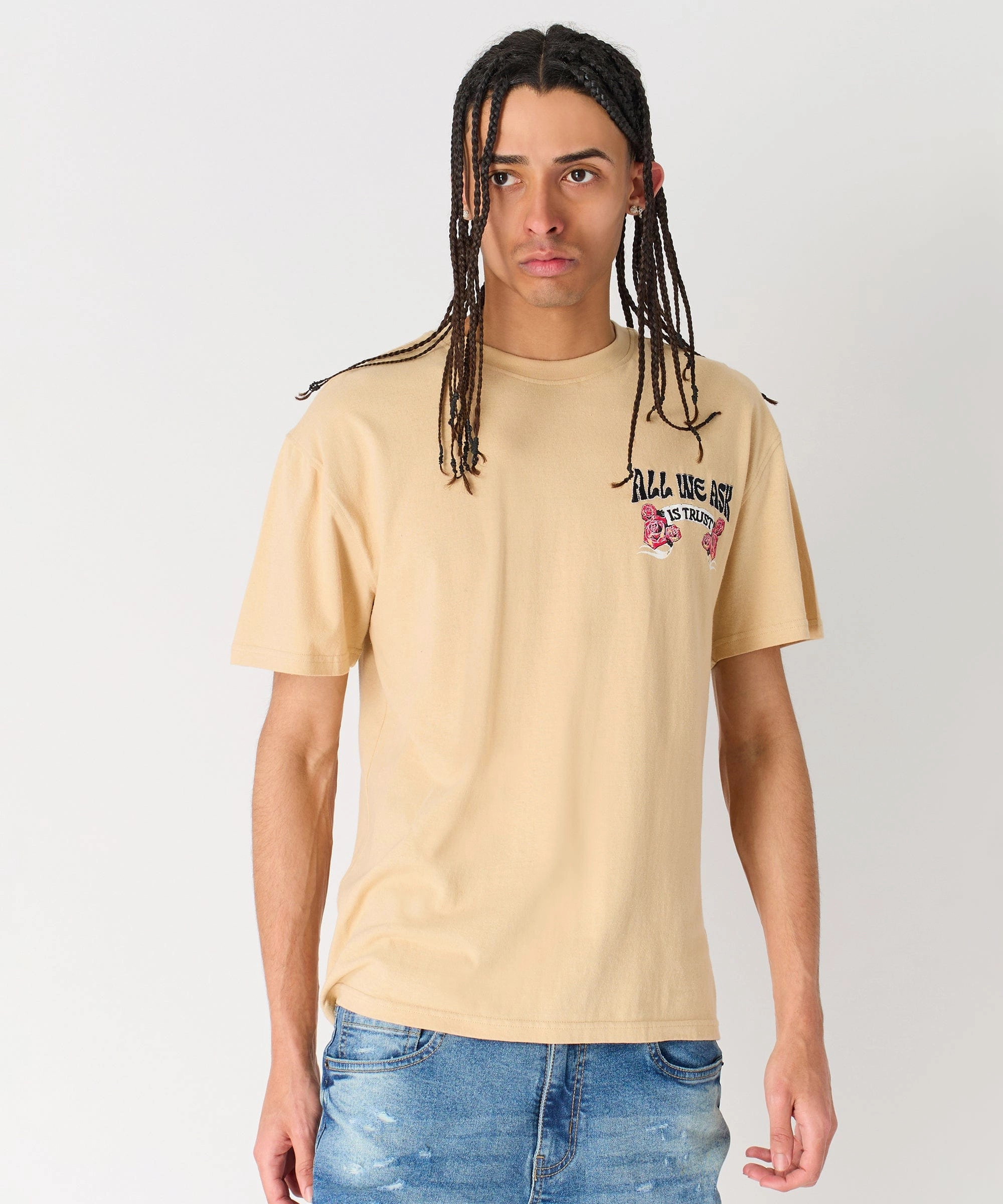 Trust Short Sleeve Tee - Khaki Soft Touch Blend Everyday Fashion