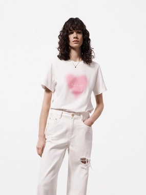 Cotton Heart Print T-shirt Smart Comfort