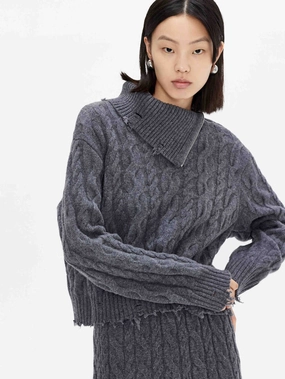 Turtleneck Cable Knitted Sweater QuickDrying