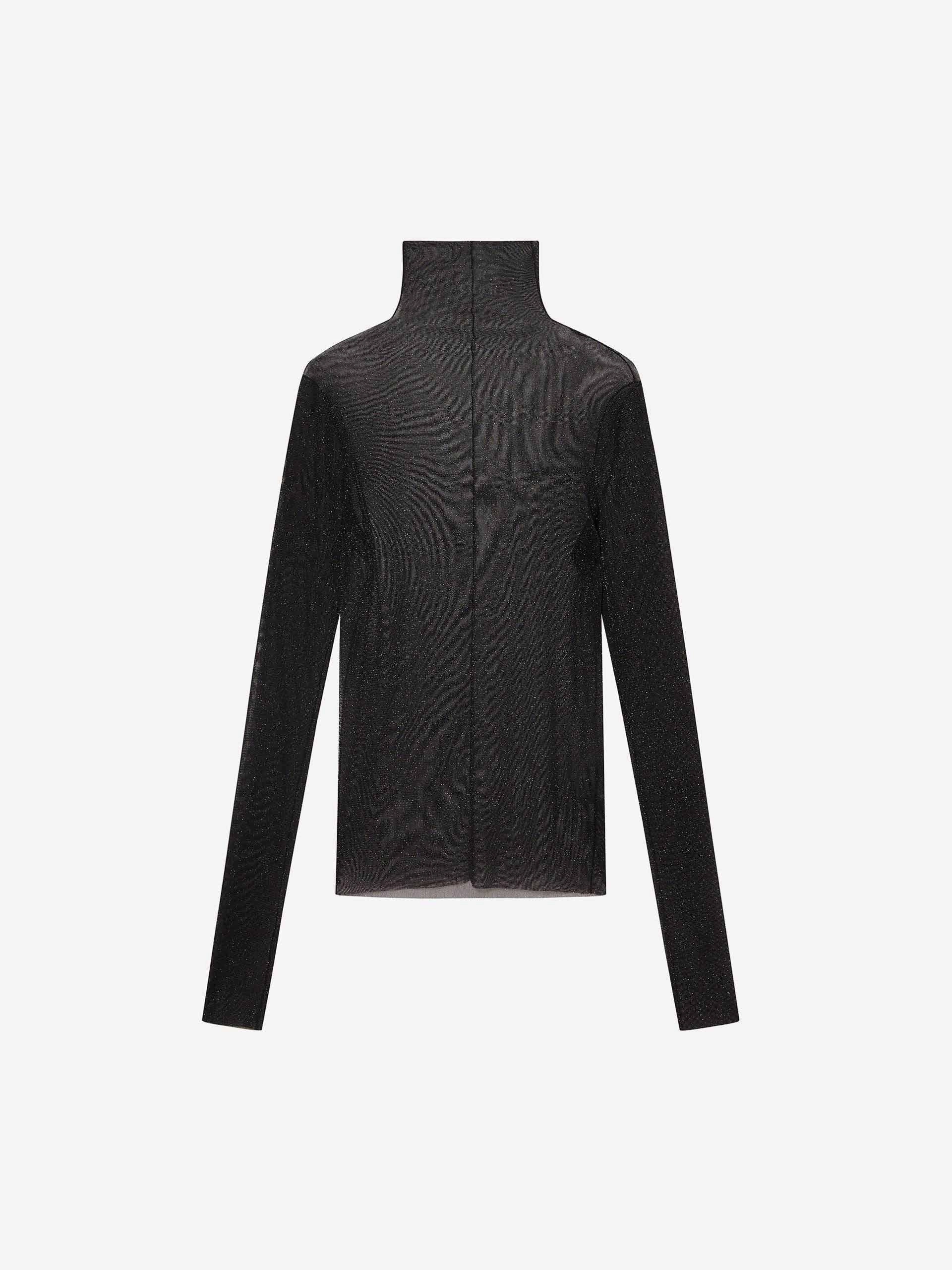 Temperature Regulating Textile NonScratchyLining Turtleneck Long Sleeves Blouse