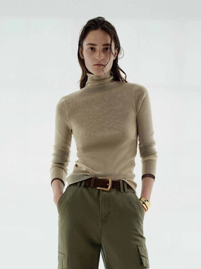 Turtleneck Long Sleeves Blouse Fade Resistant Treatment WrinkleFree Weave