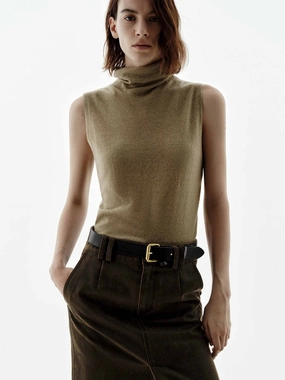 Turtleneck Sleeveless Sweater Variable Tension Adjustment EcoFriendlyBlend