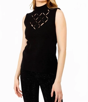 Soft and Stylish Knit Sleeveless Top In Black