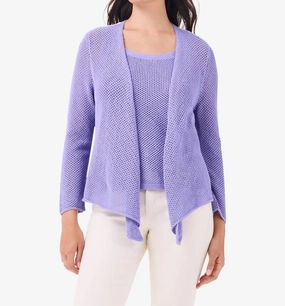 Mesh 4Way Cardigan In Lavender Versatile Style