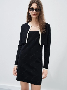 Two Piece Letter Jacquard Dress Lined interior Soft Comfort