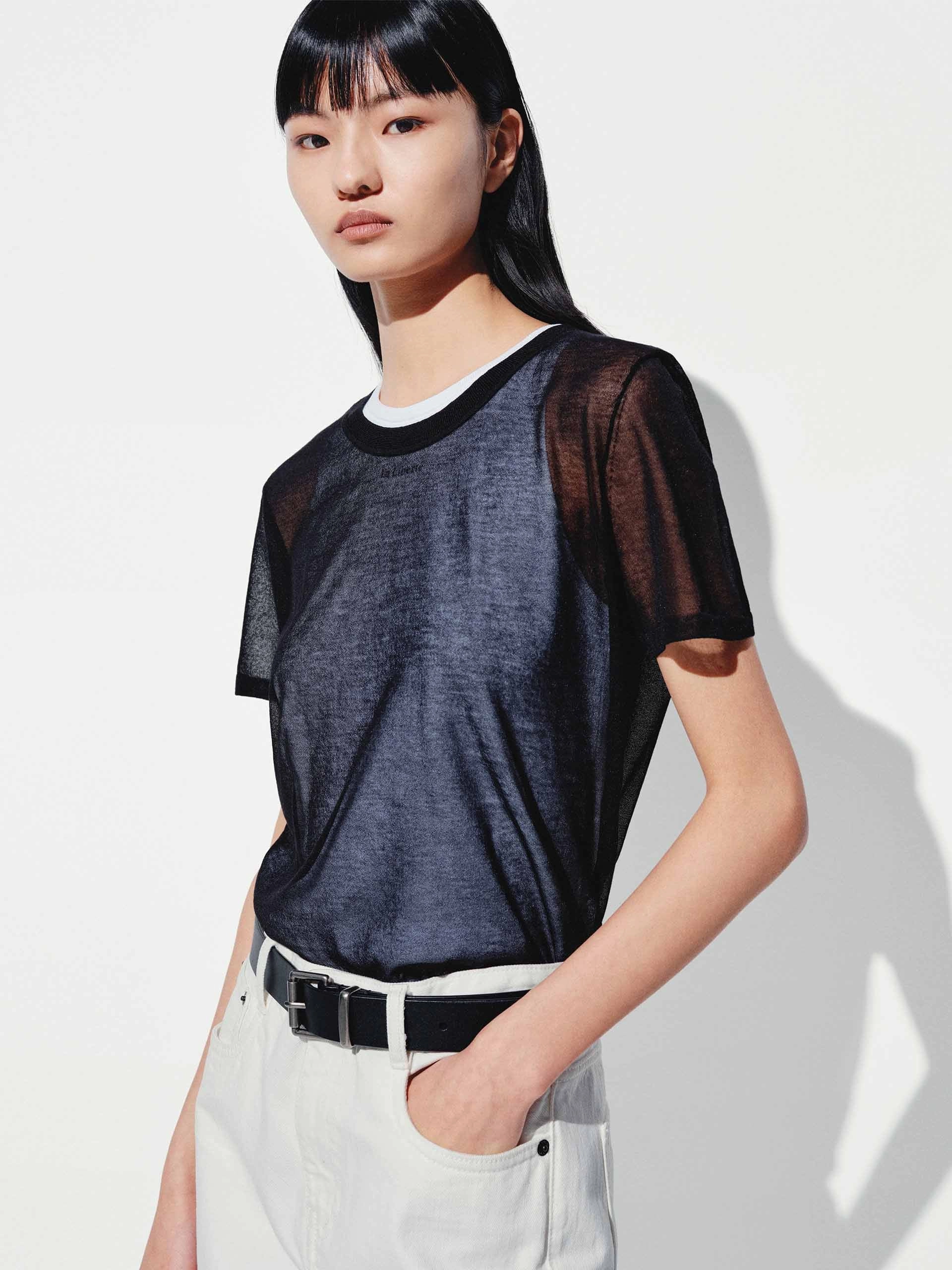 Two Piece Round Neck Top ContrastPlacket